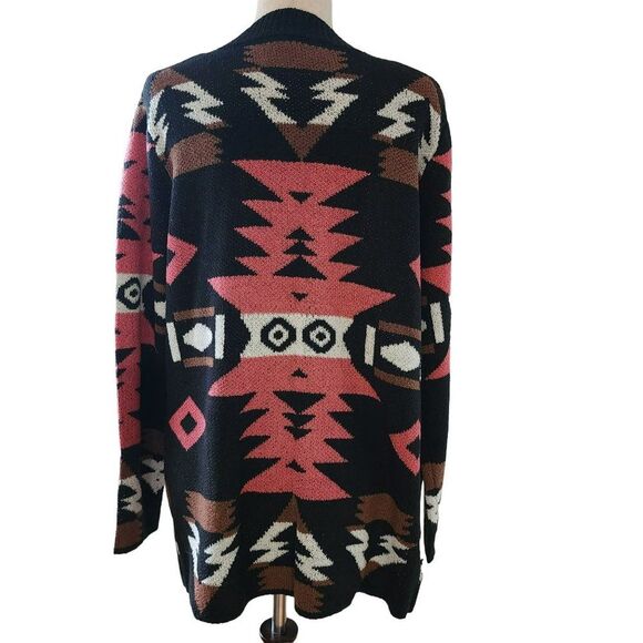 Tribal‎ Western Boho Print Black Pink Oversized Cardigan Lightweight Coat Size M - Picture 15 of 16